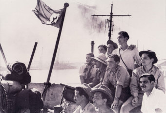 Ya’acov Handeli (top right) arriving in Israel, 1948'© Ya’acov Handeli