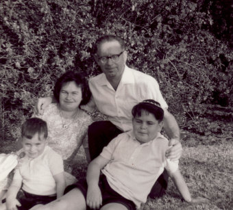 The Silberstein family: Avraham (Avremi), Rachel, Ya’acov and Yosef (Yossi) Silberstein, Rishon Le-Zion, 1965/66'© Ya’acov Silberstein