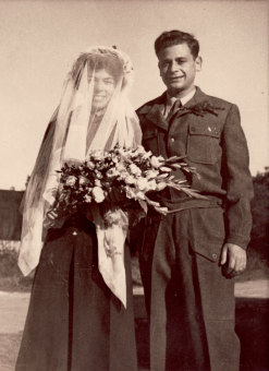 Hochzeitsfoto von Peter Wolff und seiner 'Frau Susanne, 31.12.1948'© Susanne Wolff