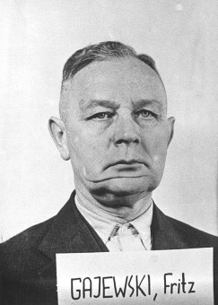 Friedrich (Fritz) Gajewski. Fotoaufnahme aus der National Archives Collection of World War II War Crimes Records vom Nürnberger Prozess gegen I.G. Farben'© National Archives, Washington, DC