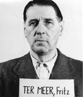 Fritz (Friedrich Hermann) ter Meer. Fotoaufnahme aus der National Archives Collection of World War II War Crimes Records vom Nürnberger Prozess gegen I.G. Farben'© National Archives, Washington, DC