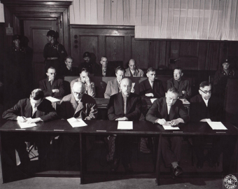 Thirteen of the 24 defendants in the I.G. Farben Trial in Nuremberg, June 2, 1947
'© National Archives, Washington, DC