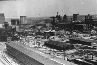 Construction site for the synthetic fuel plant, I.G. Auschwitz'© Fritz Bauer Institute (Zahn papers)